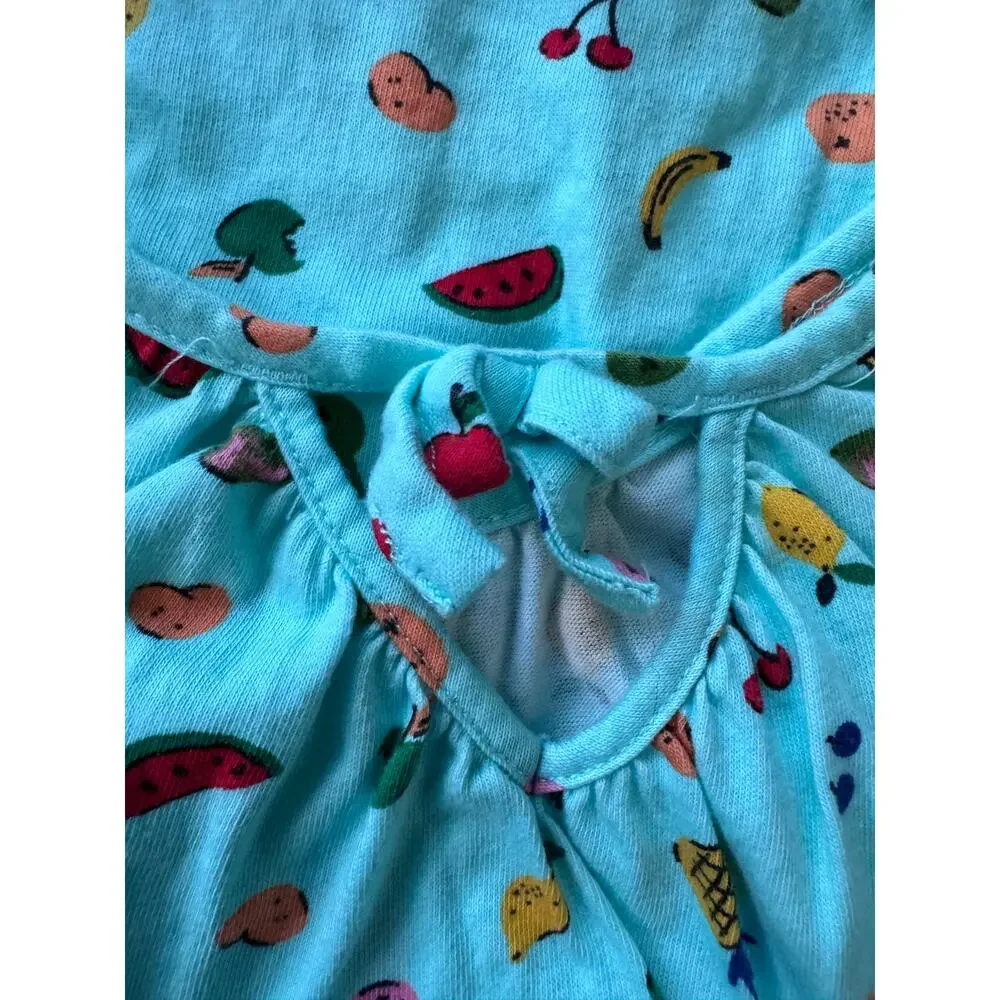 Hanna Andersson | 100% Cotton Blue Fruit Print Cap Sleeve Dress | Size 6-7